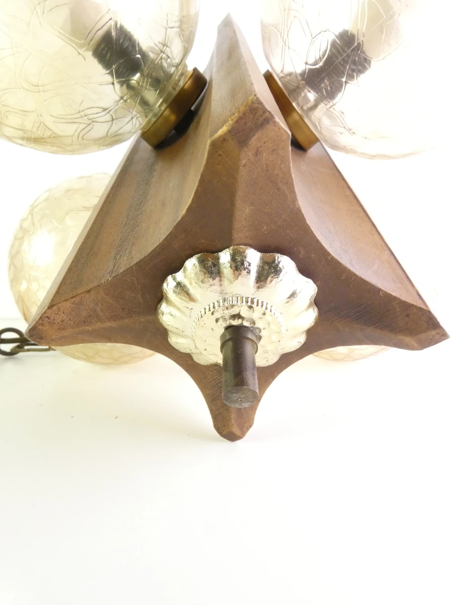 Vintage Jaren '70 Hanglamp / Kroonluchter met 4 Lichtpunten (Met Garantie!) - foto 14