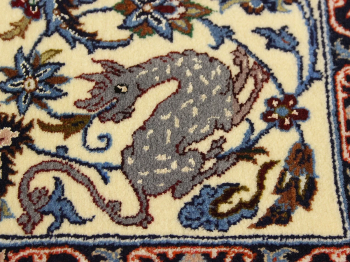 Perzisch Isfahan-tapijt uit Iran met Mythologische Fabeldieren - foto 6