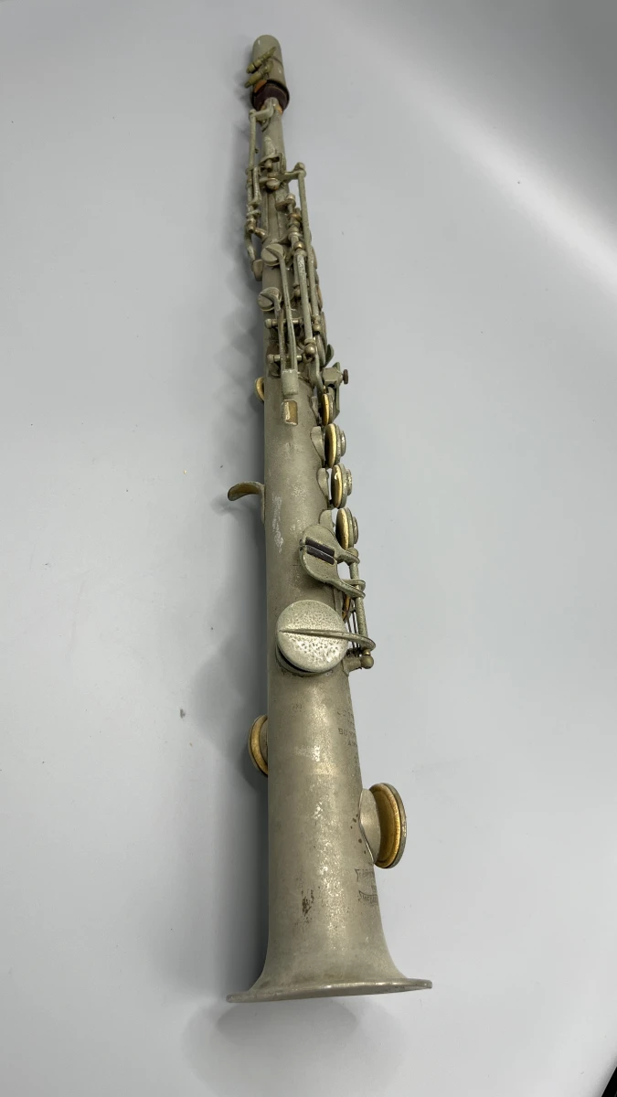 Sopraansaxofoon J.E. Prins Frères Borgerhout verzilverd vintage blaasinstrument 1930 - foto 6