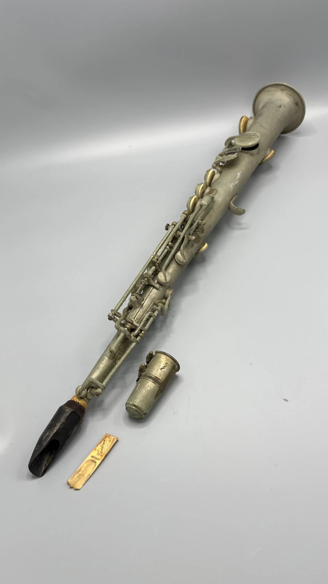Sopraansaxofoon J.E. Prins Frères Borgerhout verzilverd vintage blaasinstrument 1930 - foto 8
