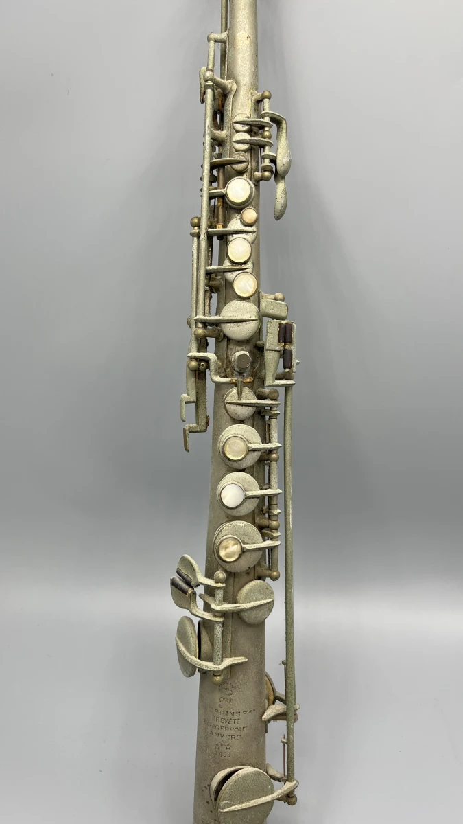 Sopraansaxofoon J.E. Prins Frères Borgerhout verzilverd vintage blaasinstrument 1930 - foto 4