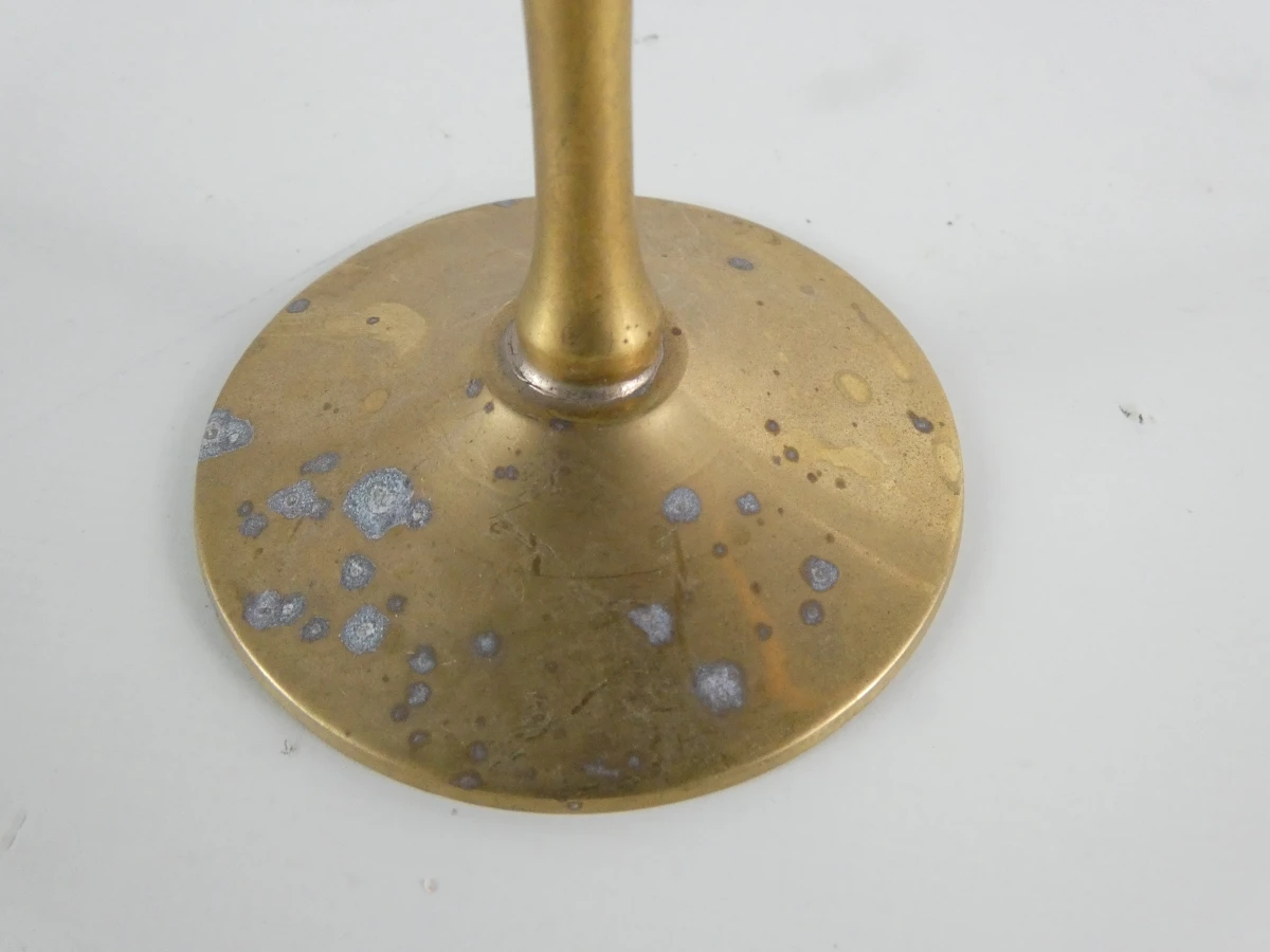 Set van 6 vintage verzilverde champagneflûtes met messing voet - foto 9