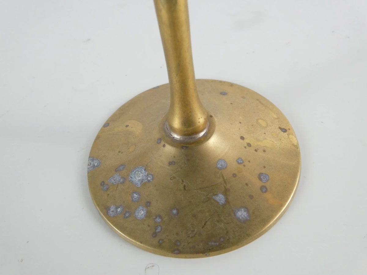 Set van 6 vintage verzilverde champagneflûtes met messing voet - foto 11