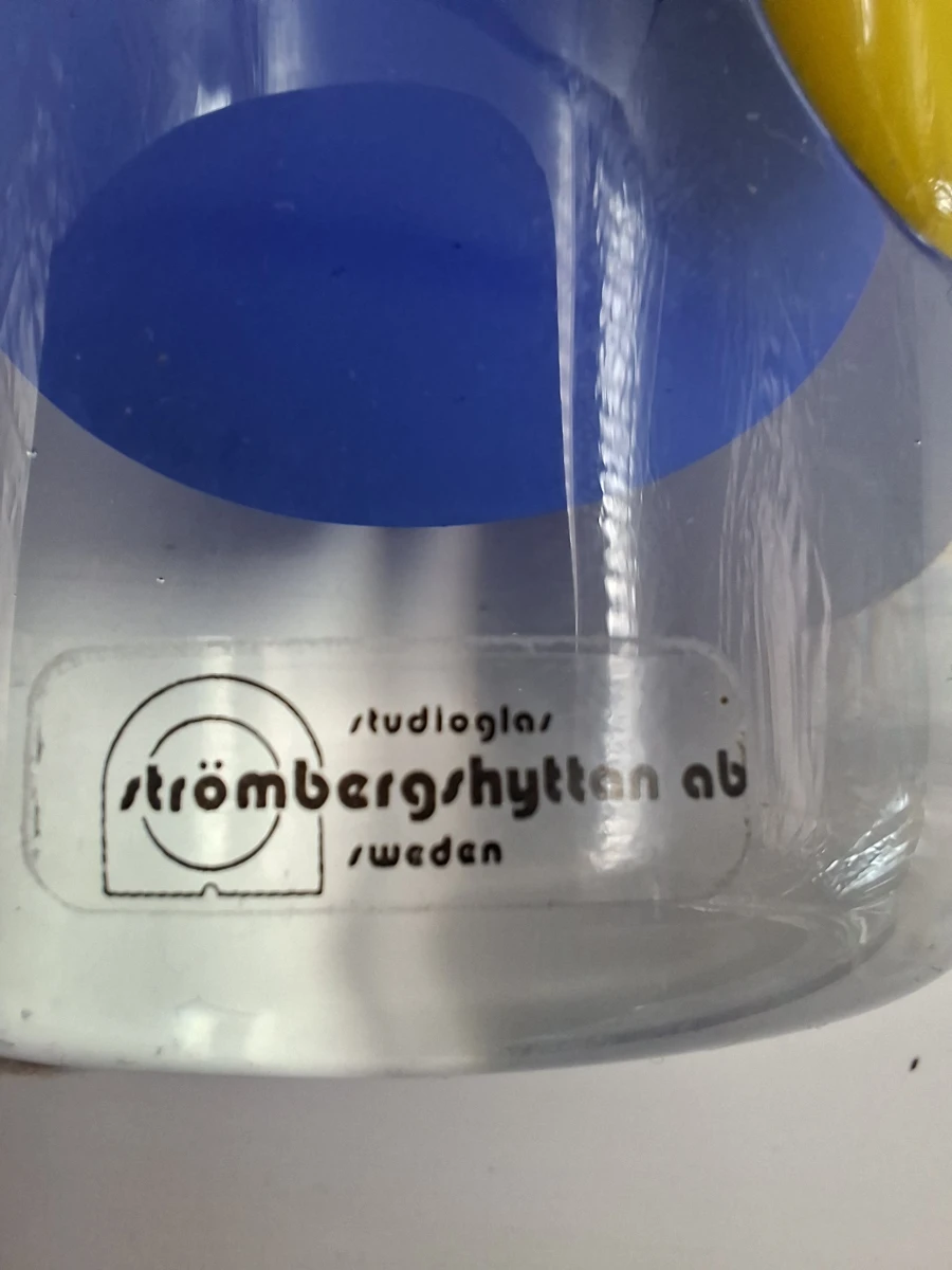 Blauwe glazen vaas van Studioglas Strömbergshyttan - foto 3