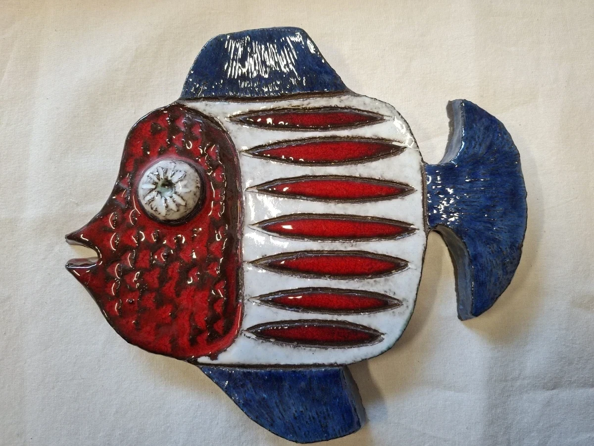 Kleurige keramische wanddecoratie vis - foto 4