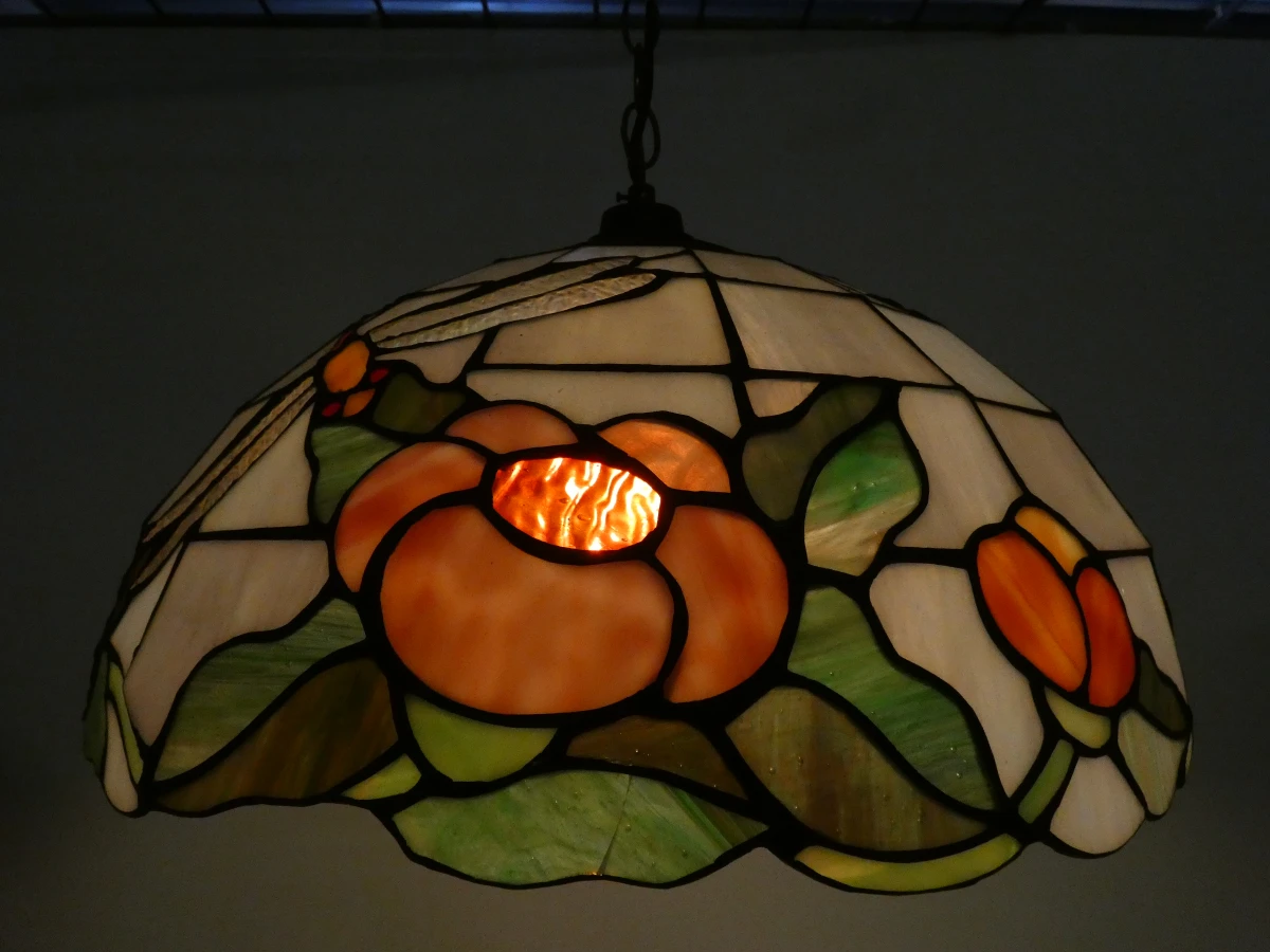 Grote Tiffany-stijl Hanglamp – Lucide Belgisch Design – Ø 43 cm - foto 2
