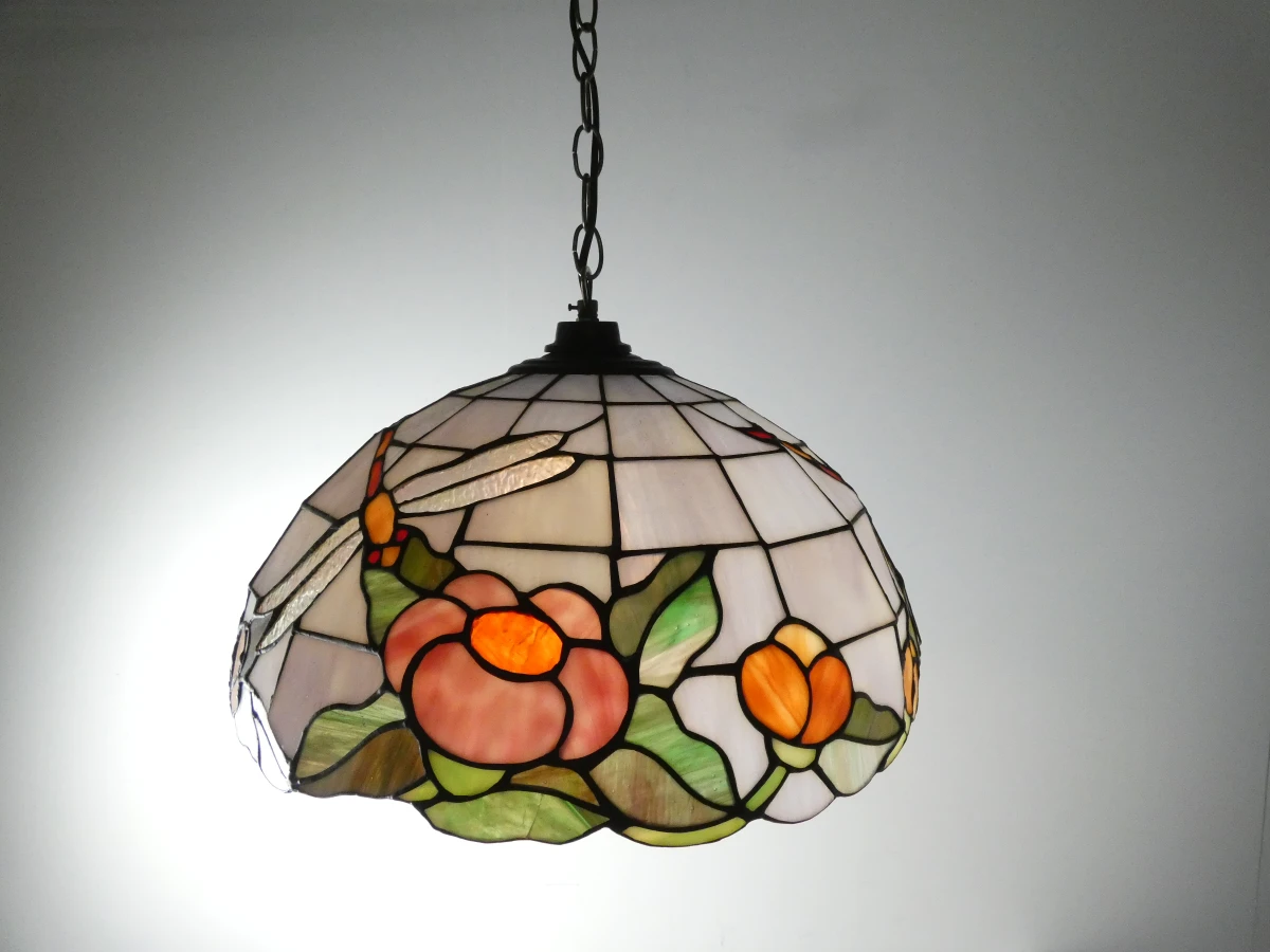 Grote Tiffany-stijl Hanglamp – Lucide Belgisch Design – Ø 43 cm - foto 3
