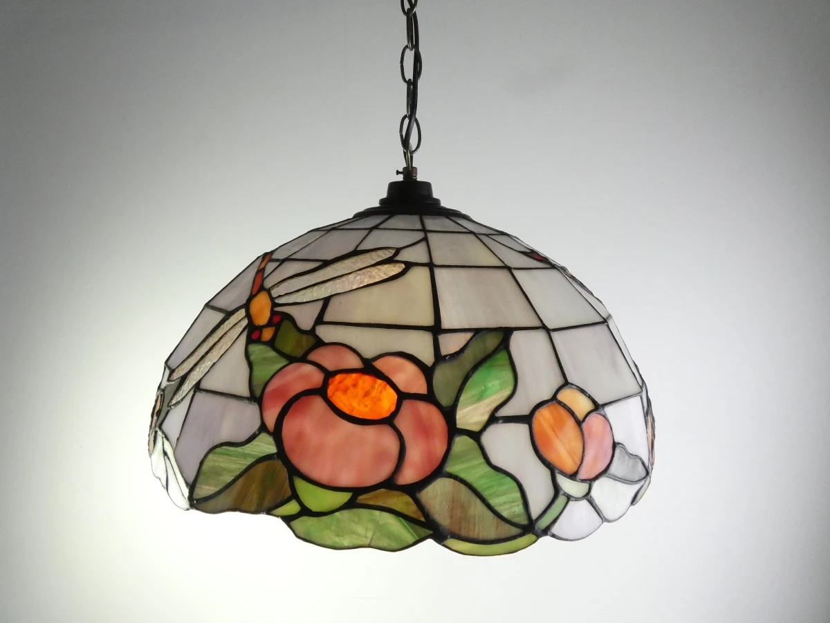 Grote Tiffany-stijl Hanglamp – Lucide Belgisch Design – Ø 43 cm - foto 4