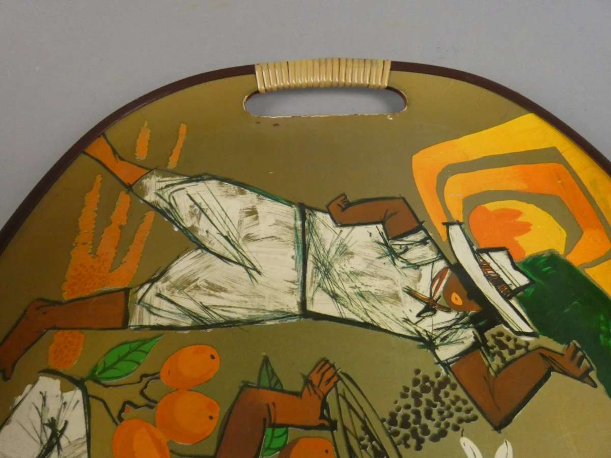 Vintage dienblad met koffiepluk-afbeelding - foto 4