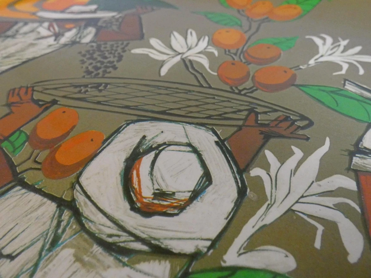 Vintage dienblad met koffiepluk-afbeelding - foto 6