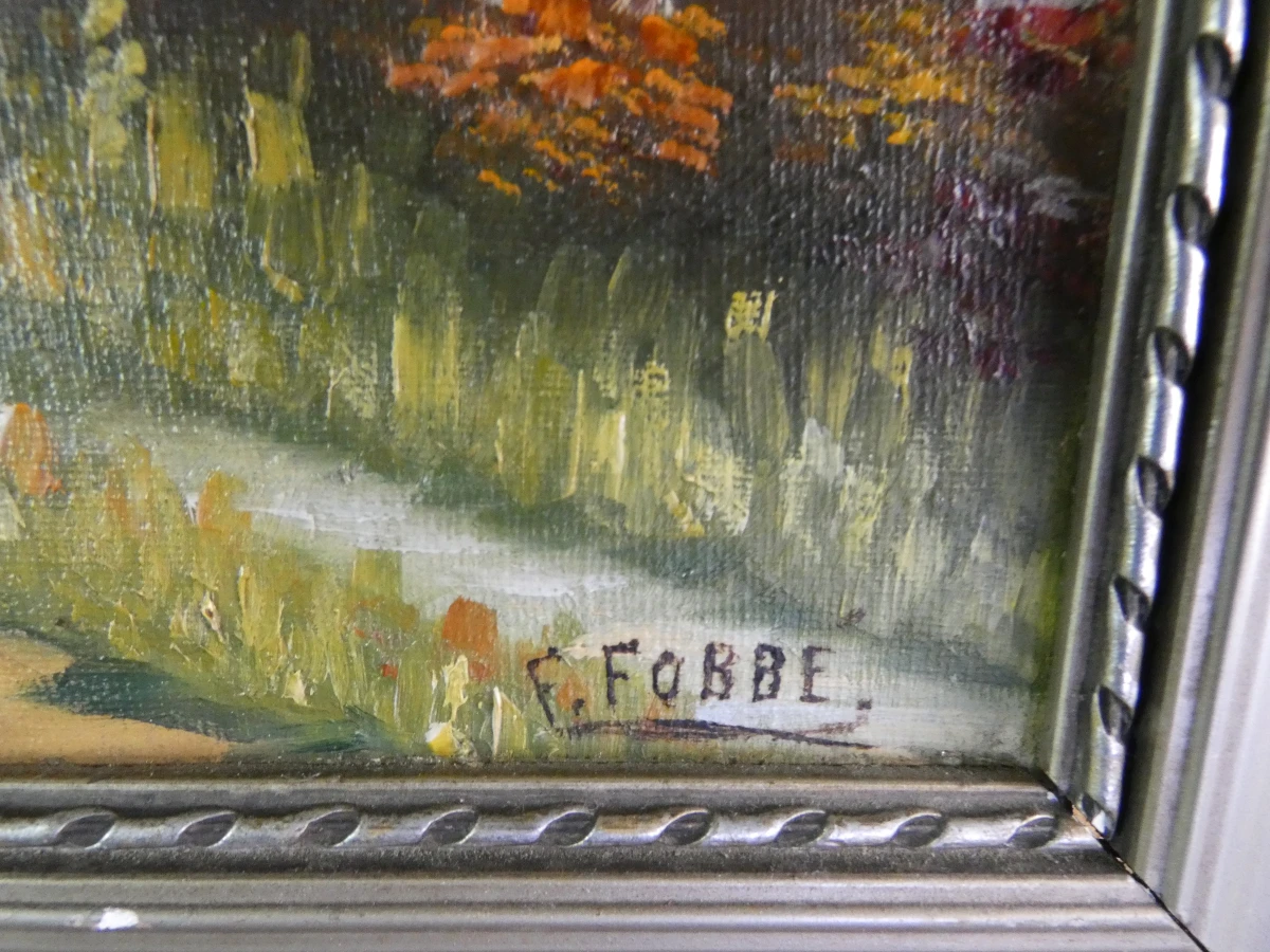 Set van 2 Klassieke Schilderijen – F. Fobbe – Landelijke Scènes (Olieverf op Doek) - foto 10
