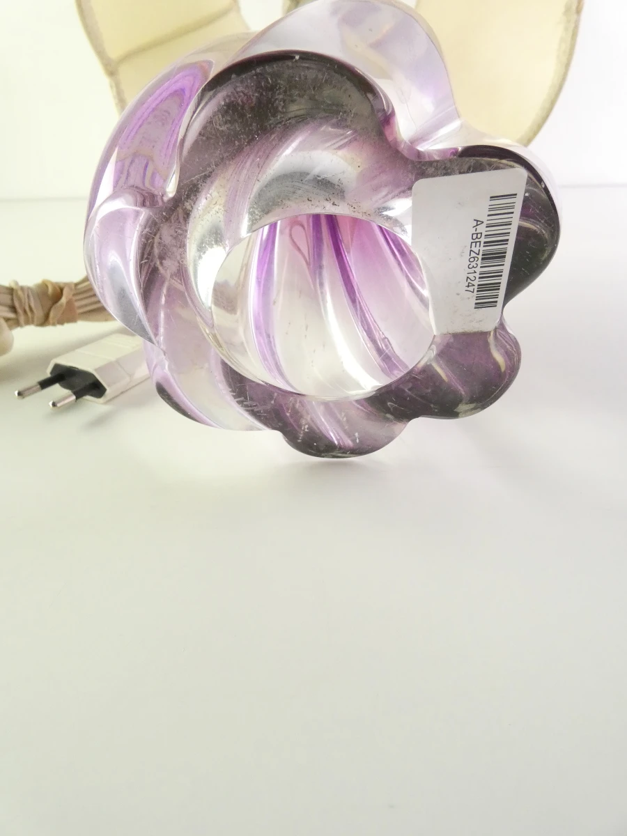 Decoratieve tafellamp met paarse glazen voet – Val Saint-Lambert - foto 5