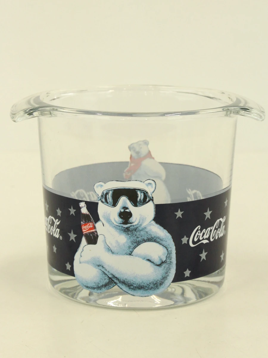 Vintage Coca-Cola set – 7 glazen, ijsemmer/koeler & 12-delig bestek met flesvormige handgrepen - foto 4