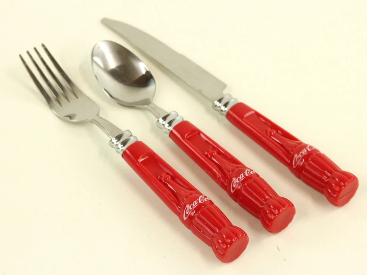 Vintage Coca-Cola set – 7 glazen, ijsemmer/koeler & 12-delig bestek met flesvormige handgrepen - foto 7
