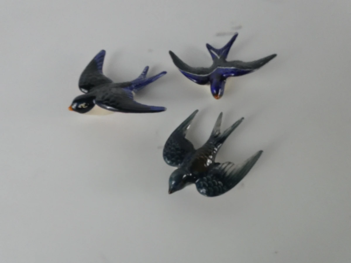 Set van 3 vintage keramische wandzwaluwen. - foto 4