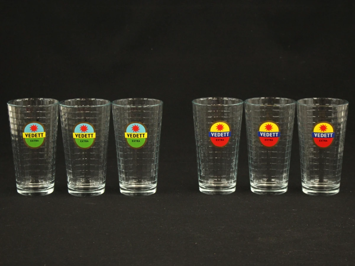 Partij vintage bierglazen – Vedett Extra & Duvel – 12 stuks - foto 2