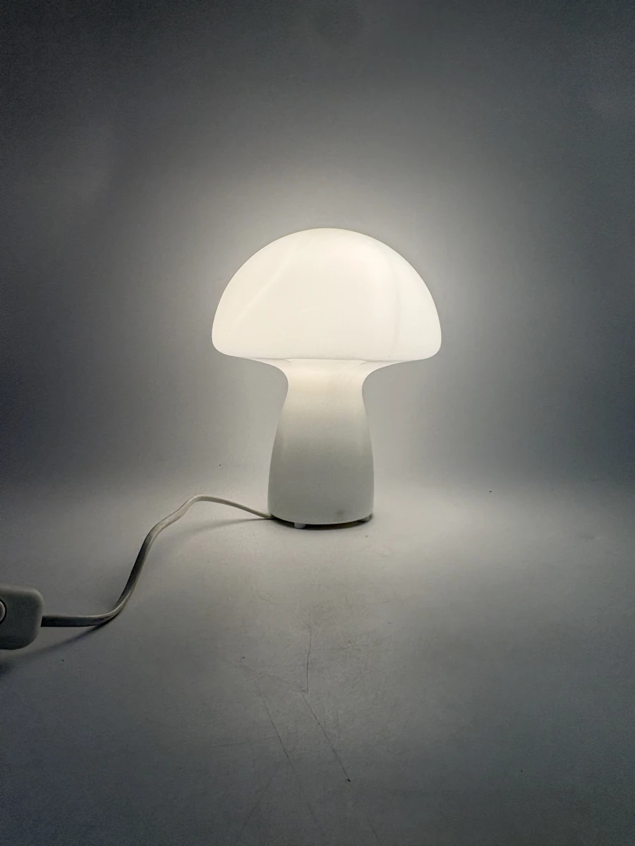 Glazen paddenstoel tafellamp (Mushroom lamp) – Wit glas - foto 2