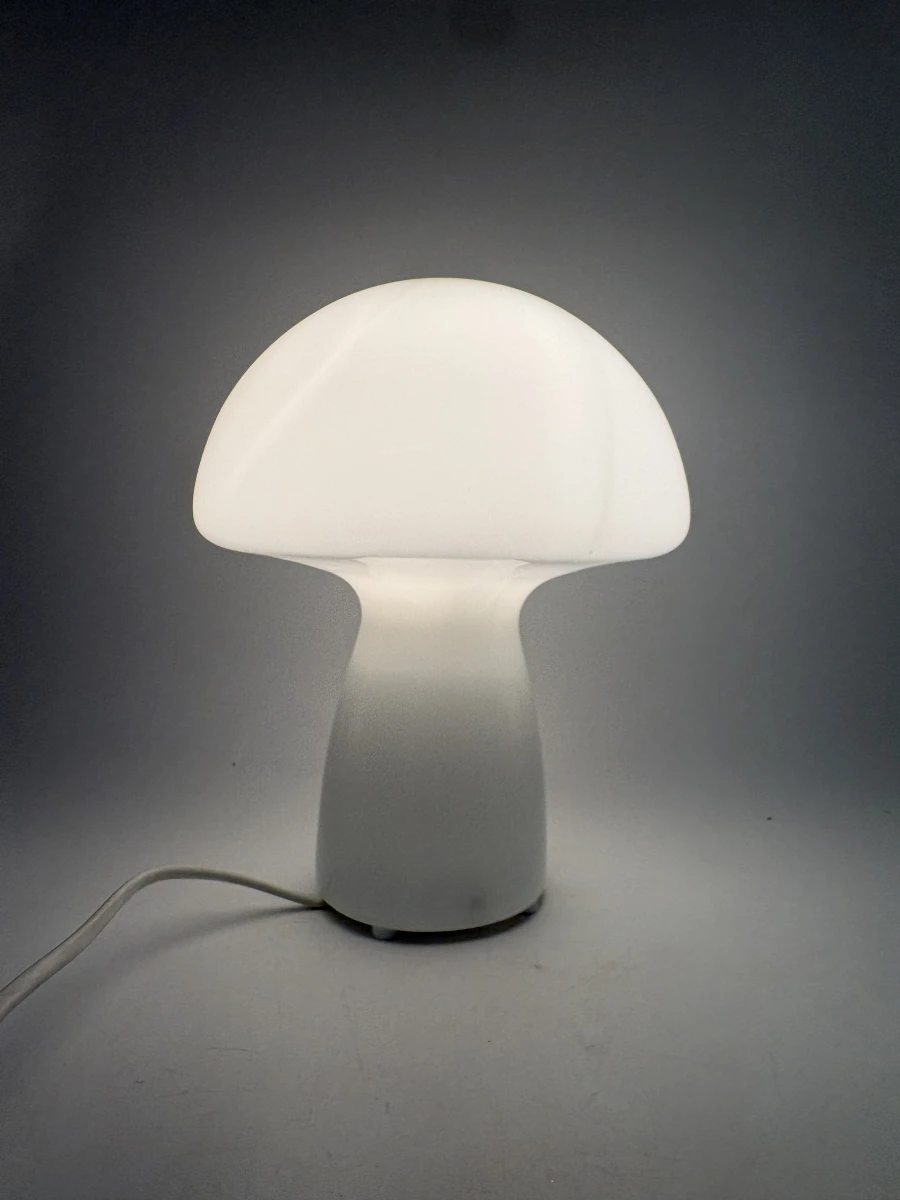 Glazen paddenstoel tafellamp (Mushroom lamp) – Wit glas - foto 3