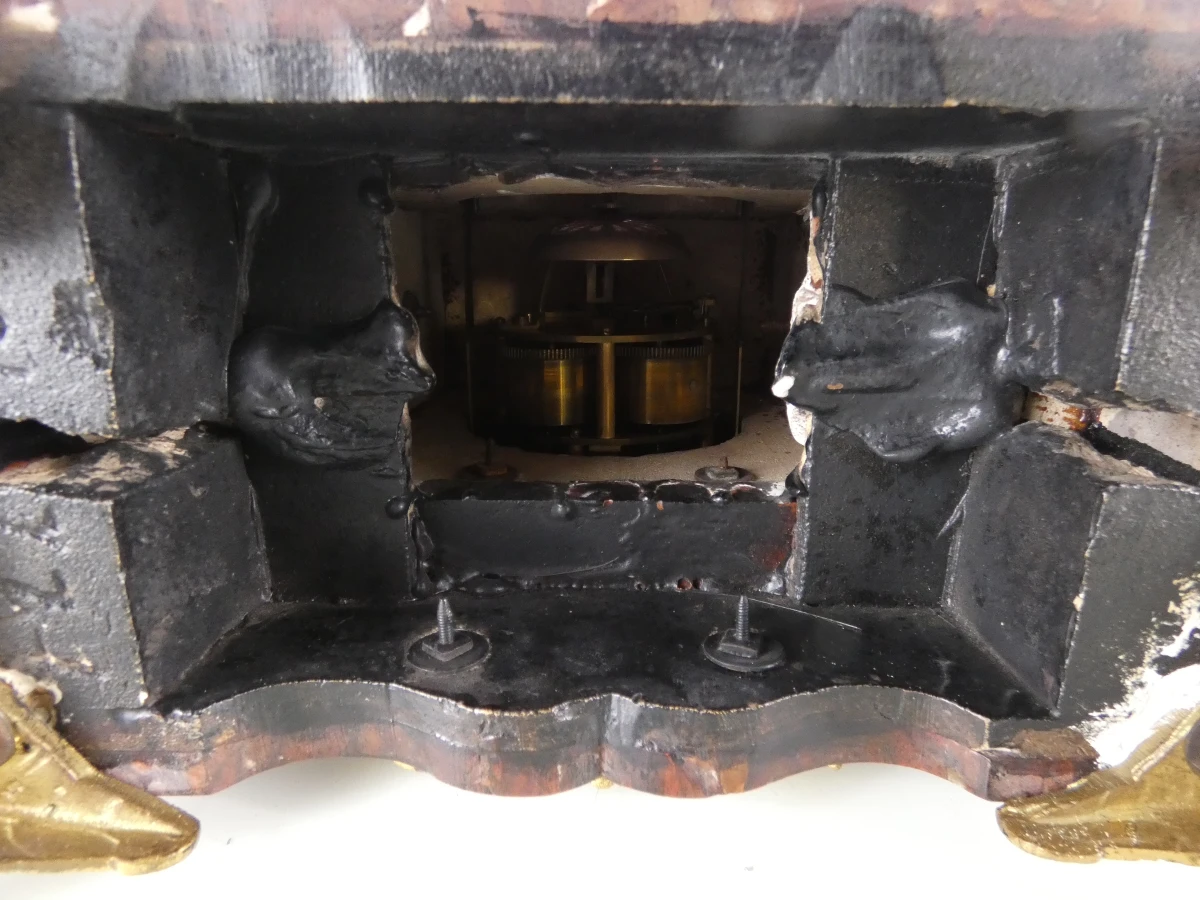 Franse Roodmarmeren Pendule met sleutel - foto 5