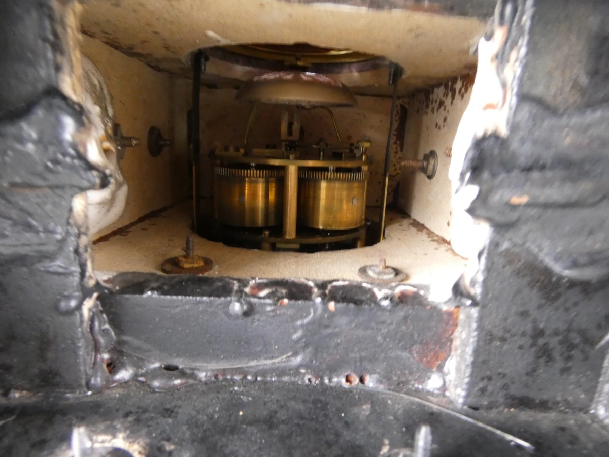 Franse Roodmarmeren Pendule met sleutel - foto 6