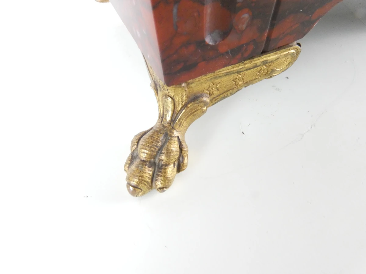 Franse Roodmarmeren Pendule met sleutel - foto 17