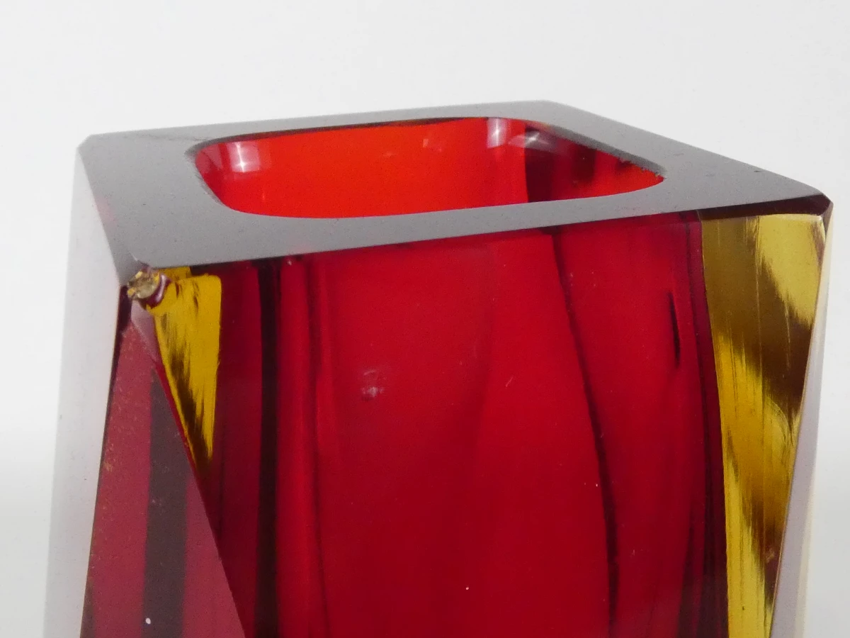 Decoratieve glazen vaas rood-geel - foto 3