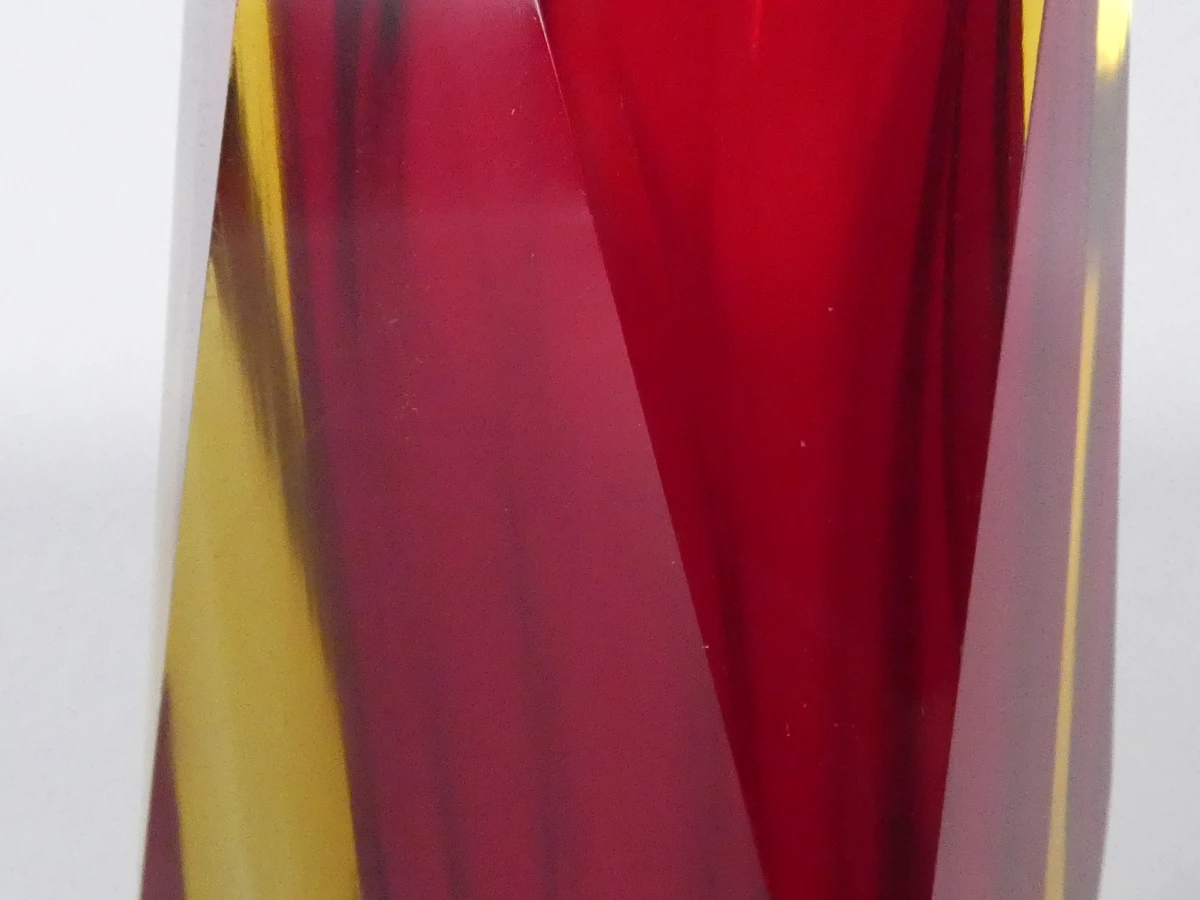 Decoratieve glazen vaas rood-geel - foto 4