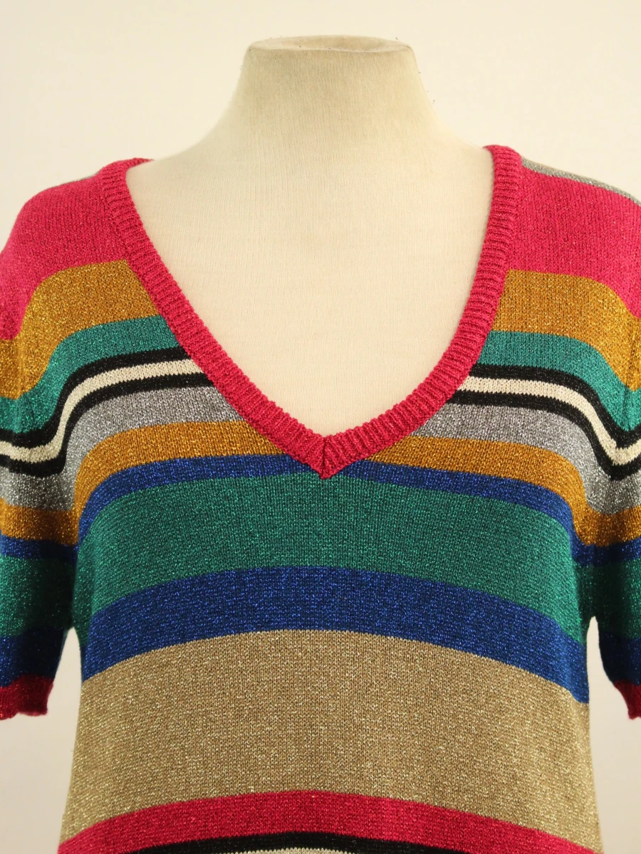 Twinset lurex jurk - kleurrijk gestreept - maat M - foto 3