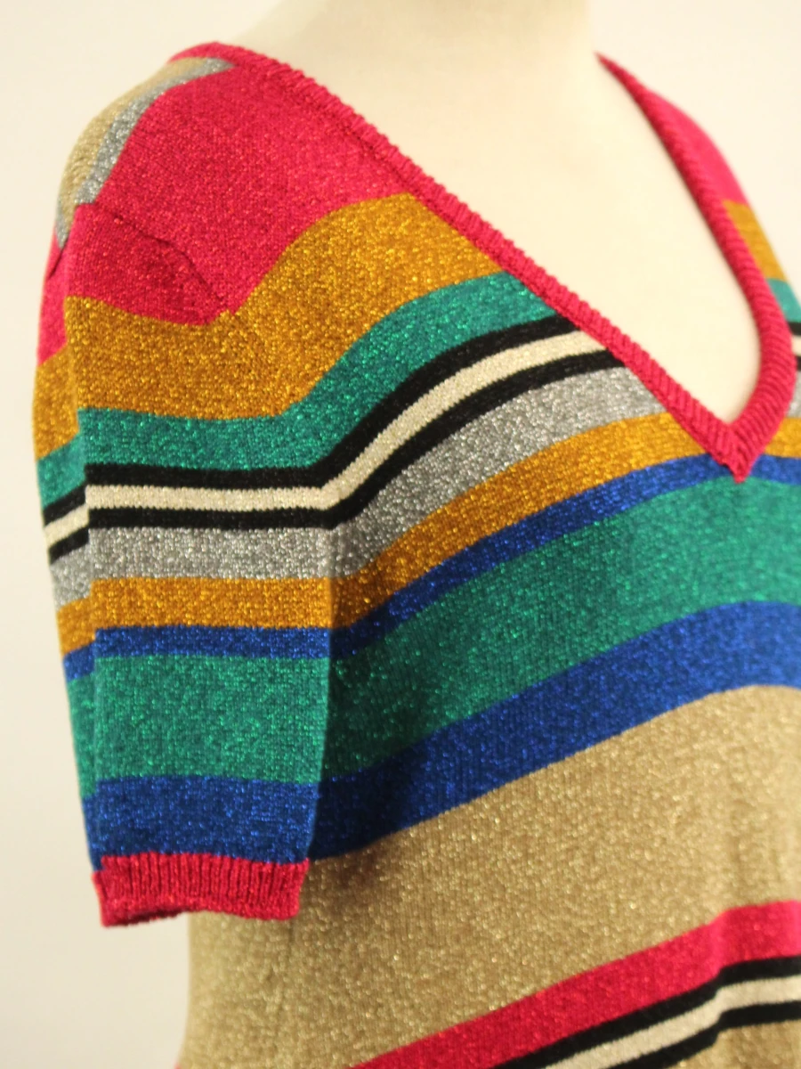 Twinset lurex jurk - kleurrijk gestreept - maat M - foto 7