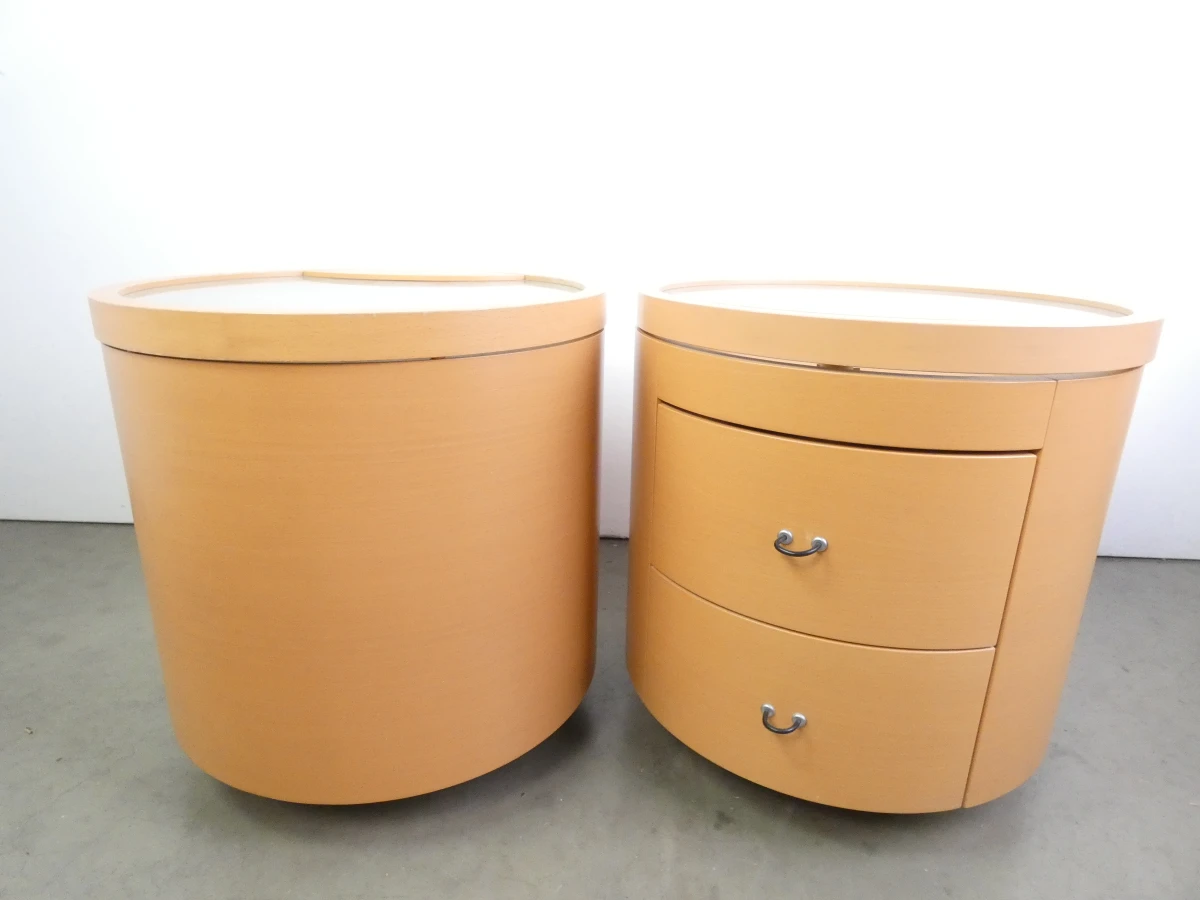Set van 2 Hülsta Primo DC Ronde Design Nachtkastjes op Wieltjes - foto 4