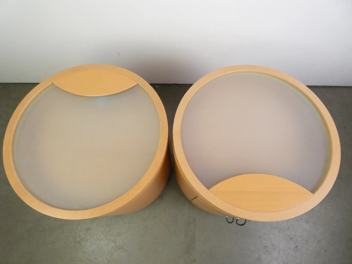 Set van 2 Hülsta Primo DC Ronde Design Nachtkastjes op Wieltjes - foto 5