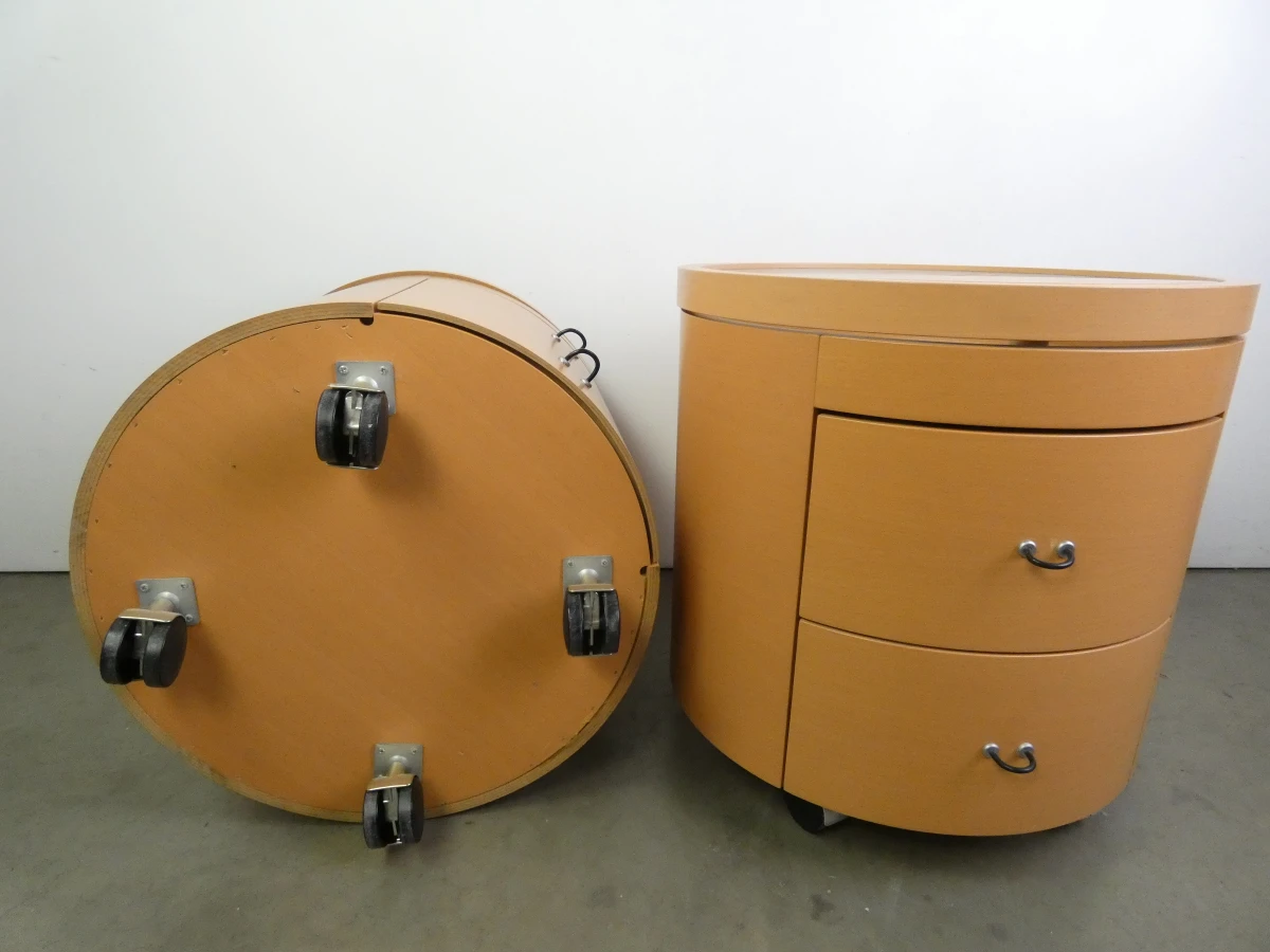 Set van 2 Hülsta Primo DC Ronde Design Nachtkastjes op Wieltjes - foto 8