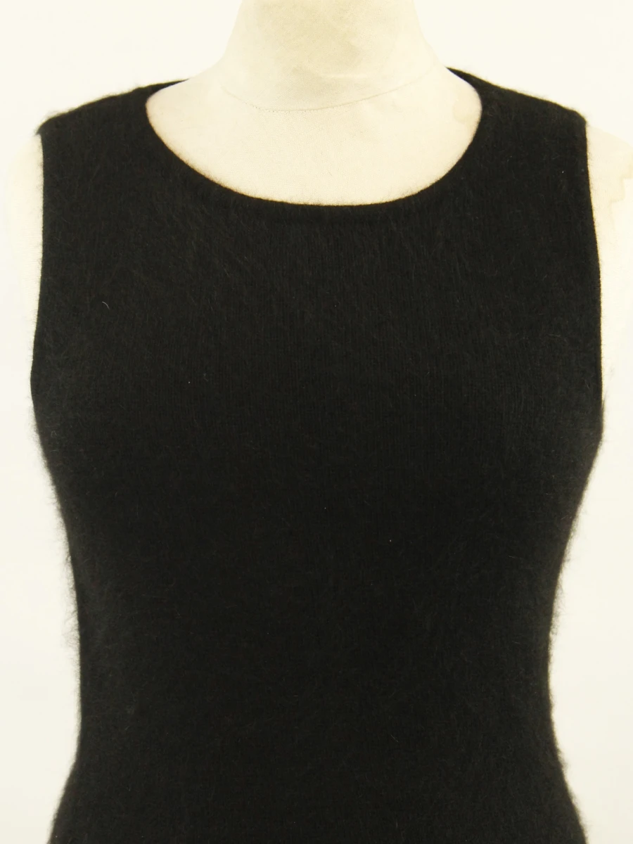 Luisa Spagnoli zwart tricot jurkje met bloemen onderaan - angora & wol - maat S - Made in Italy - foto 3