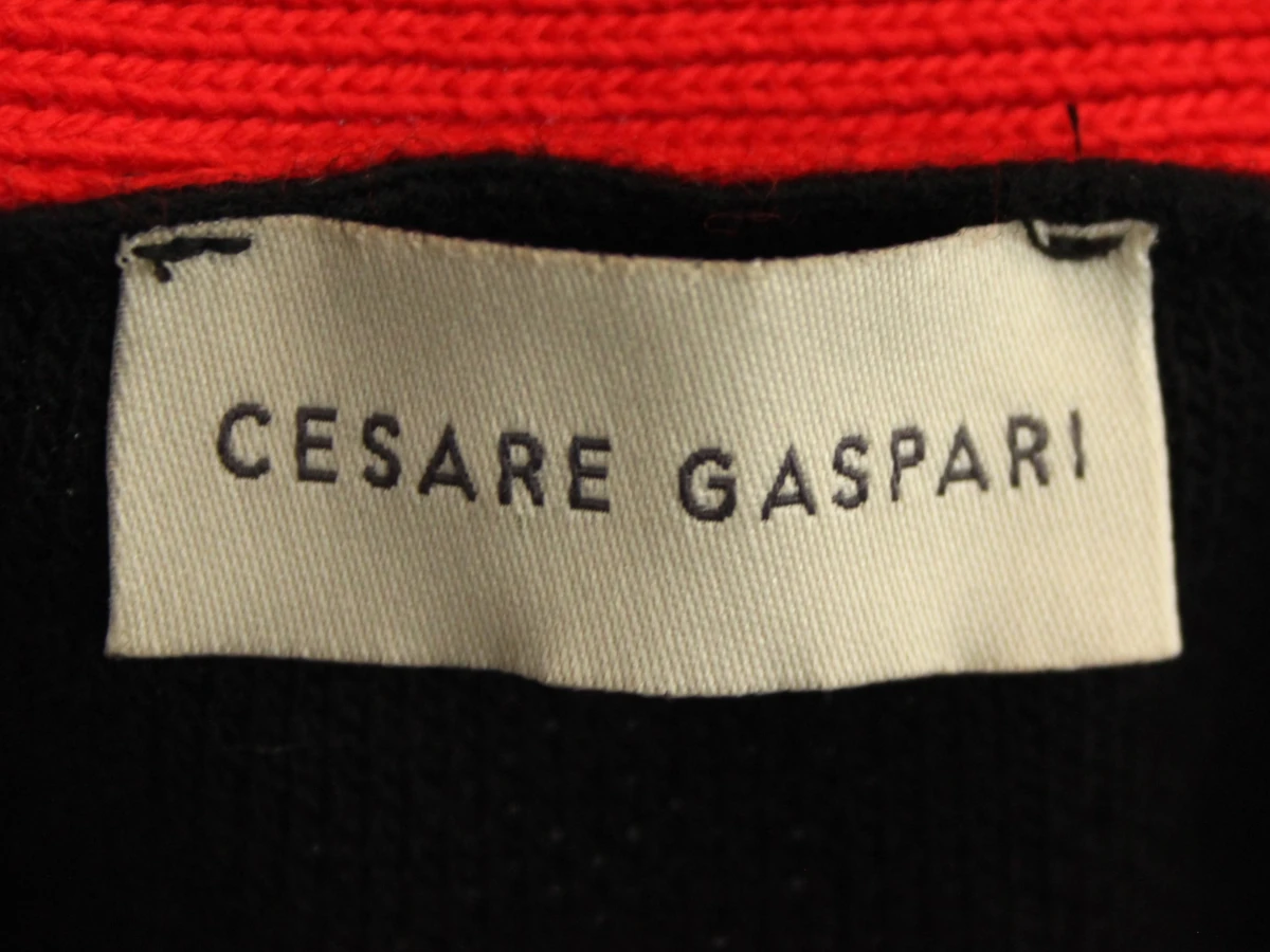 Cesare Gaspari zwarte cardigan met rode accenten en bloemenpatroon - foto 7