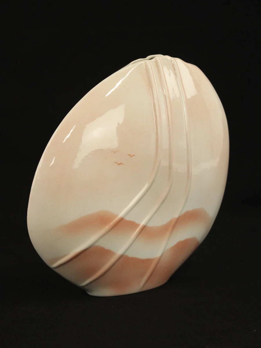 Postmoderne Porseleinen Schijfvaas – Porcelaine Virebent (Frankrijk, jaren '70/'80) - foto 2
