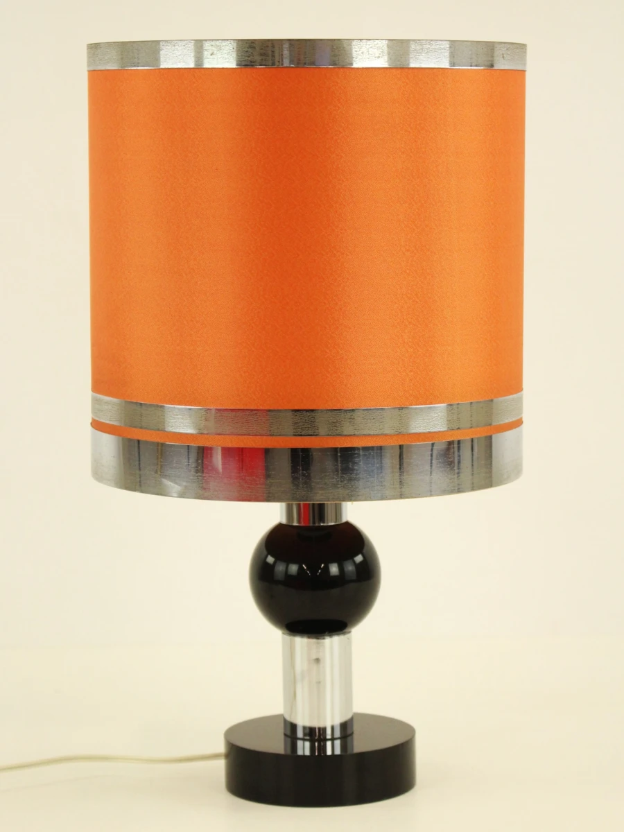 Vintage 70's Luxe Tafellamp Oranje/ zwart / Chroom - foto 3