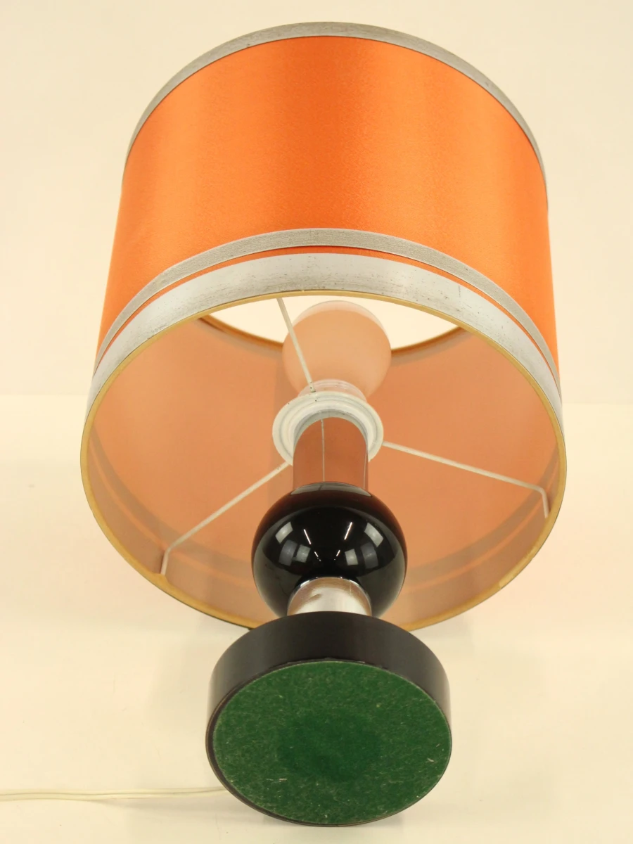 Vintage 70's Luxe Tafellamp Oranje/ zwart / Chroom - foto 4