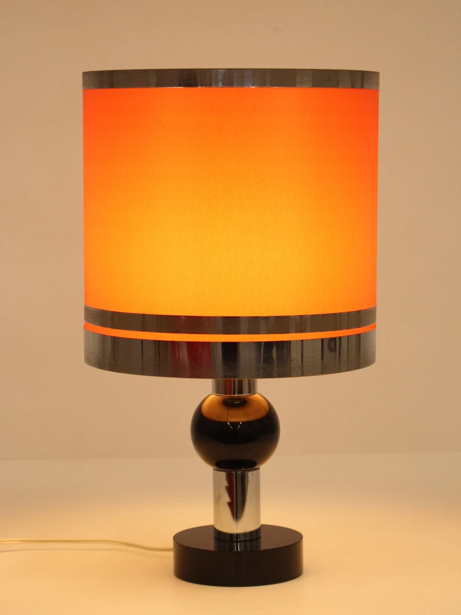 Vintage 70's Luxe Tafellamp Oranje/ zwart / Chroom - foto 5
