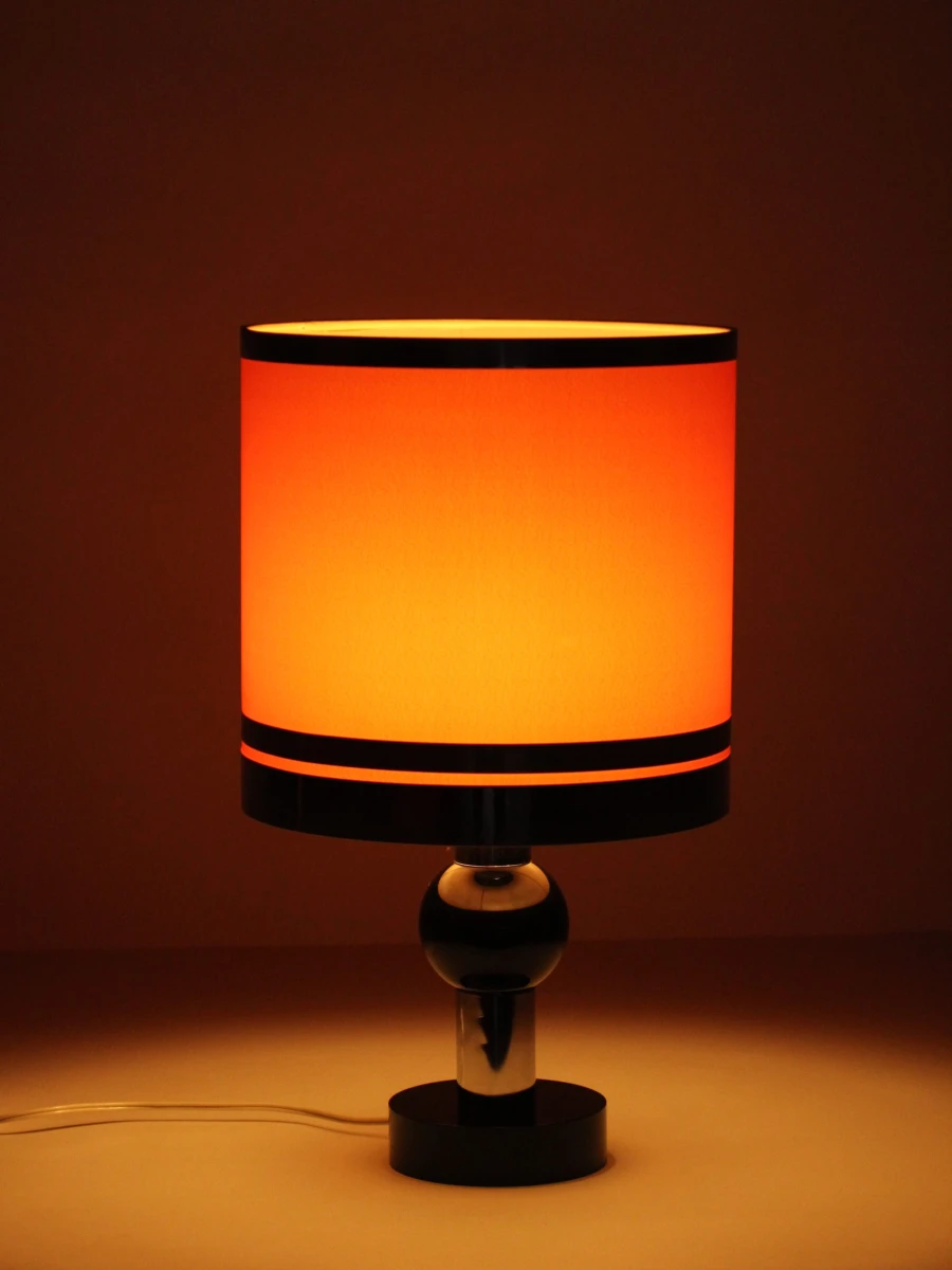 Vintage 70's Luxe Tafellamp Oranje/ zwart / Chroom - foto 6