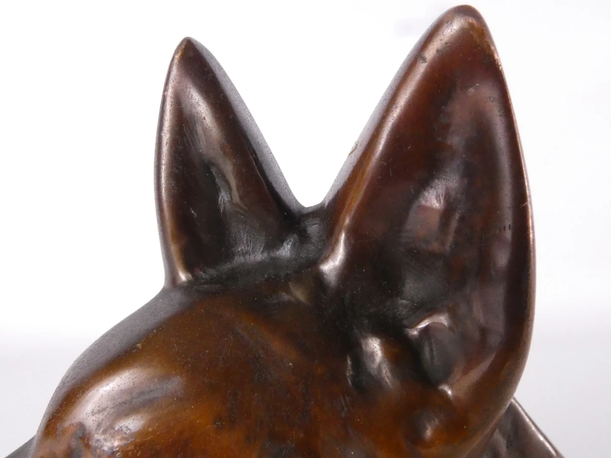 Bronzen hondenkop op voetstuk - foto 2