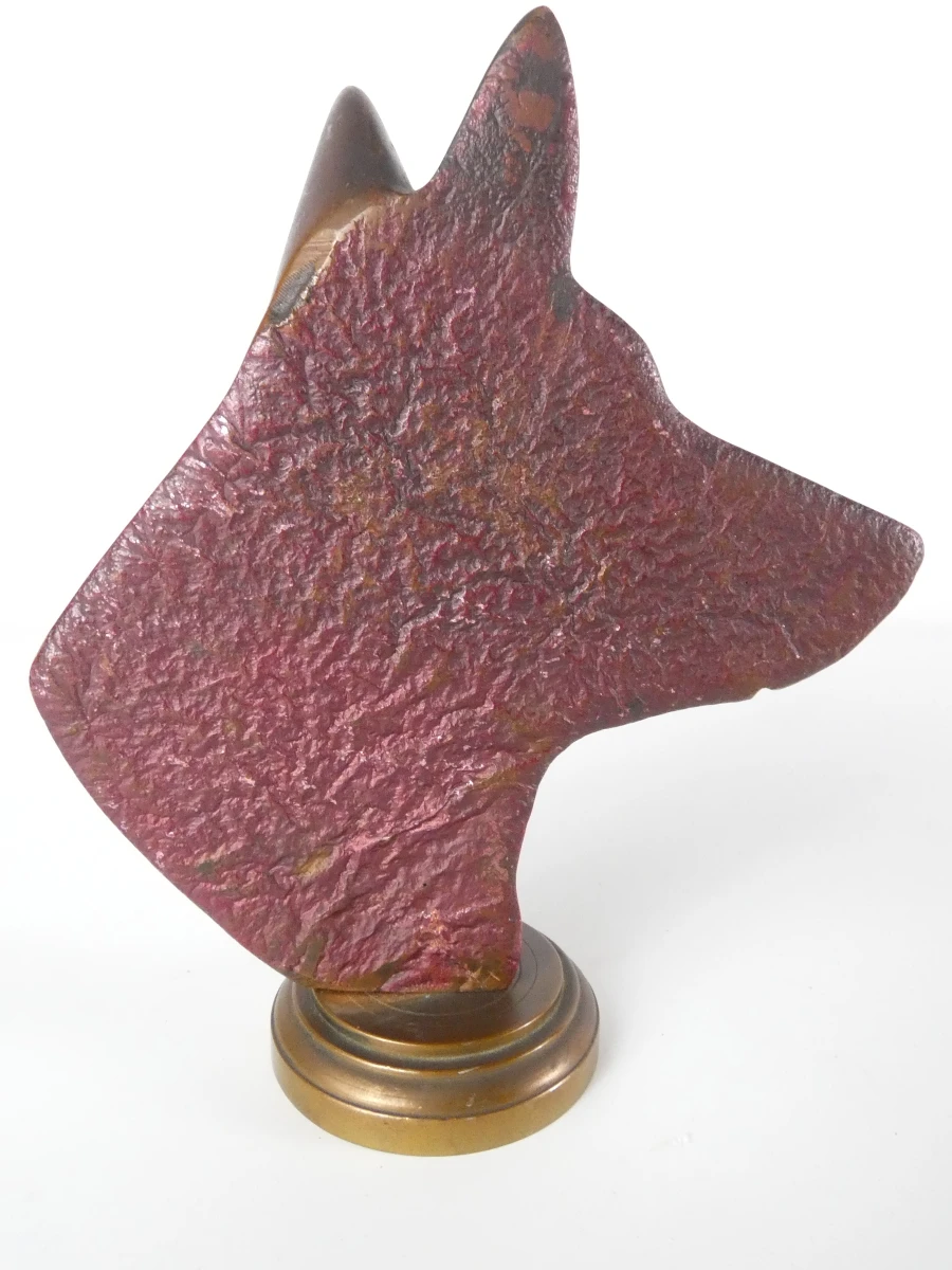 Bronzen hondenkop op voetstuk - foto 6