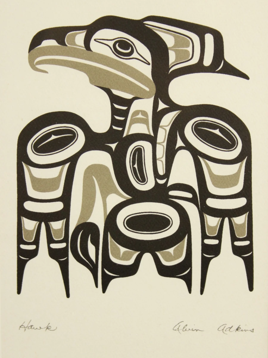 Canadese Inheemse Northwest Coast/First Nations Kunst - Ingelijst Drieluik (Gesigneerd) - foto 5