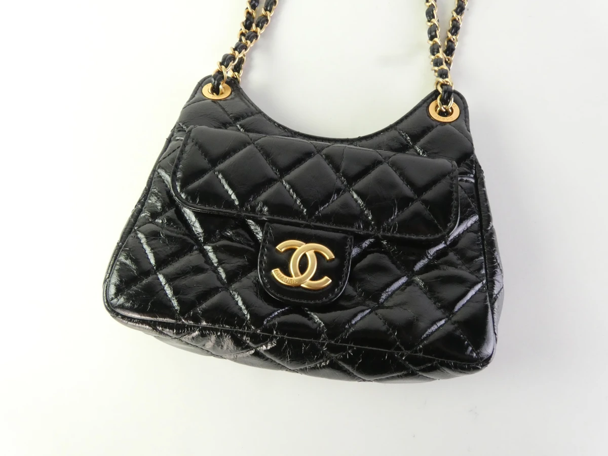 Zwarte lakleren handtas Chanel - foto 2