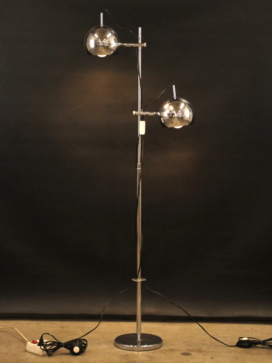 Herda - Vintage space age vloerlamp met dubbele chromen bolspots - jaren 70 - foto 2