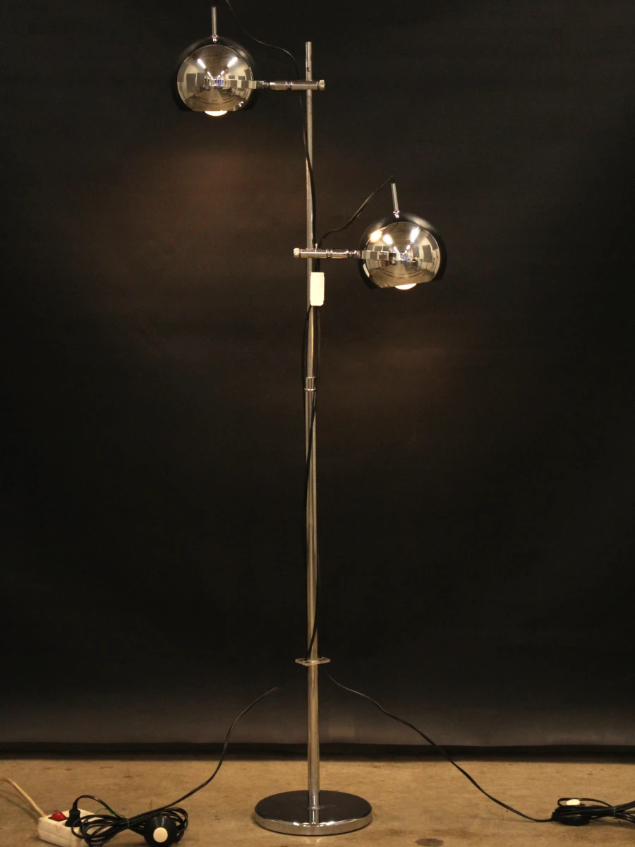 Herda - Vintage space age vloerlamp met dubbele chromen bolspots - jaren 70 - foto 3