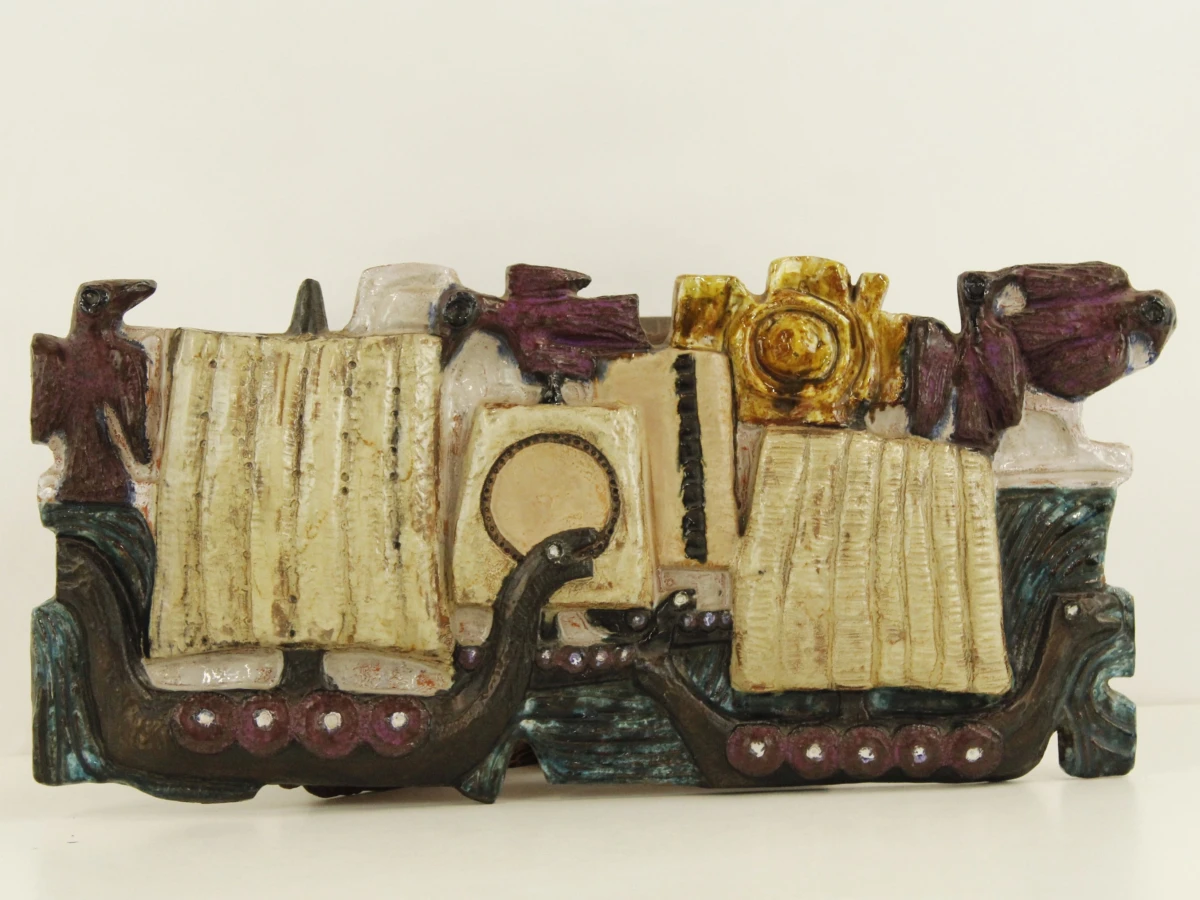 Keramisch wandpaneel met Viking schip motief - foto 2