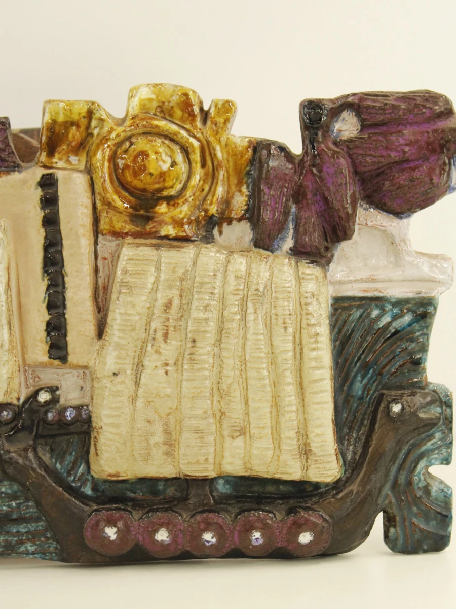 Keramisch wandpaneel met Viking schip motief - foto 3