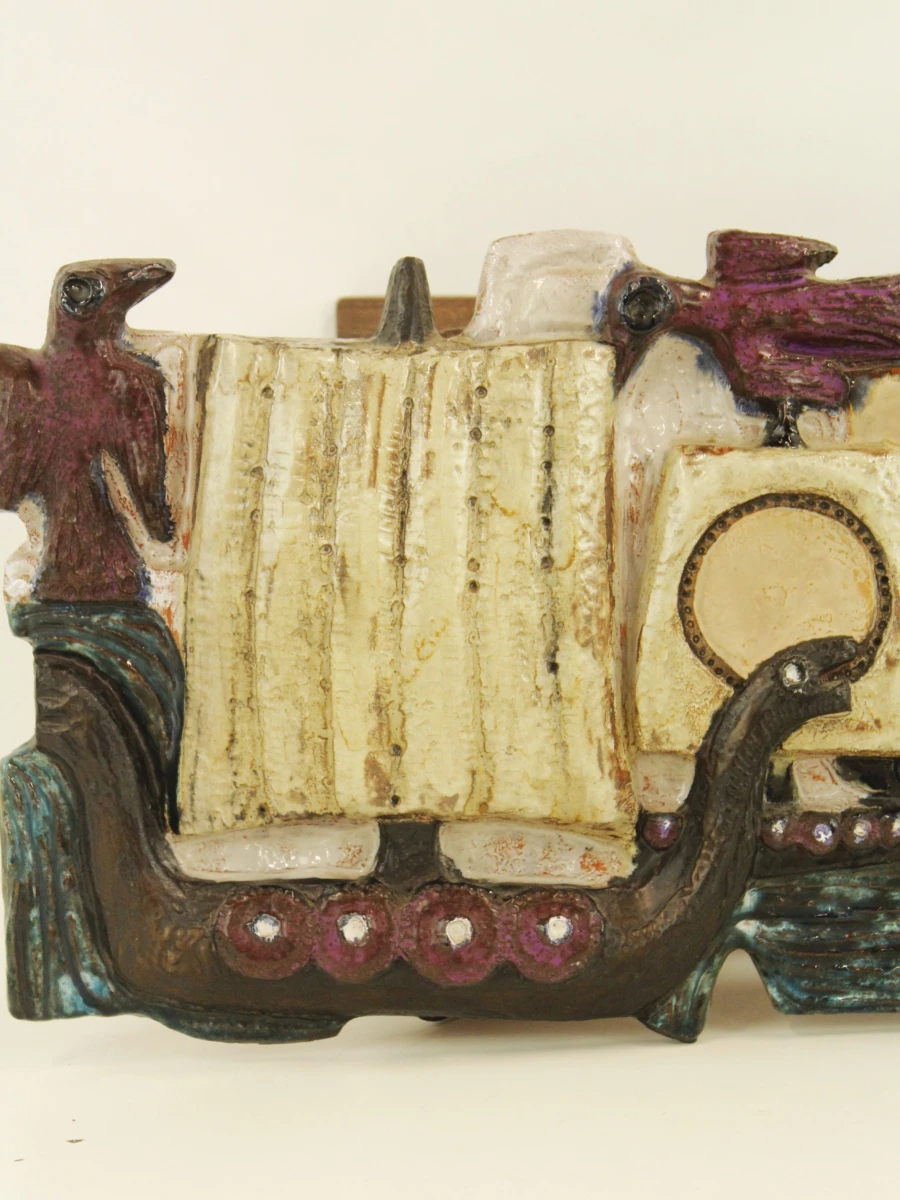 Keramisch wandpaneel met Viking schip motief - foto 4