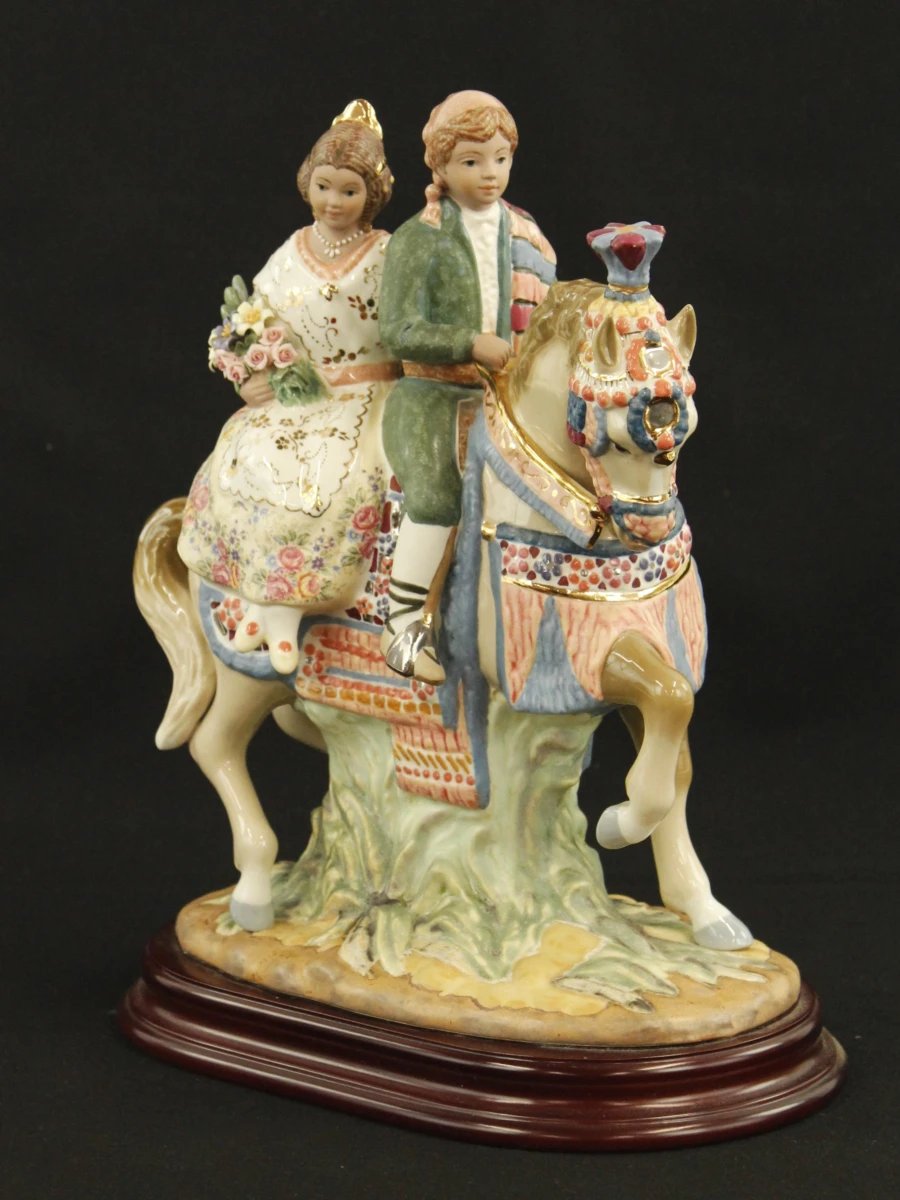Armán (Segorbe) - 'Grupa Valenciana' porseleinen beeld Valenciaans koppel te paard - 37 cm - foto 2