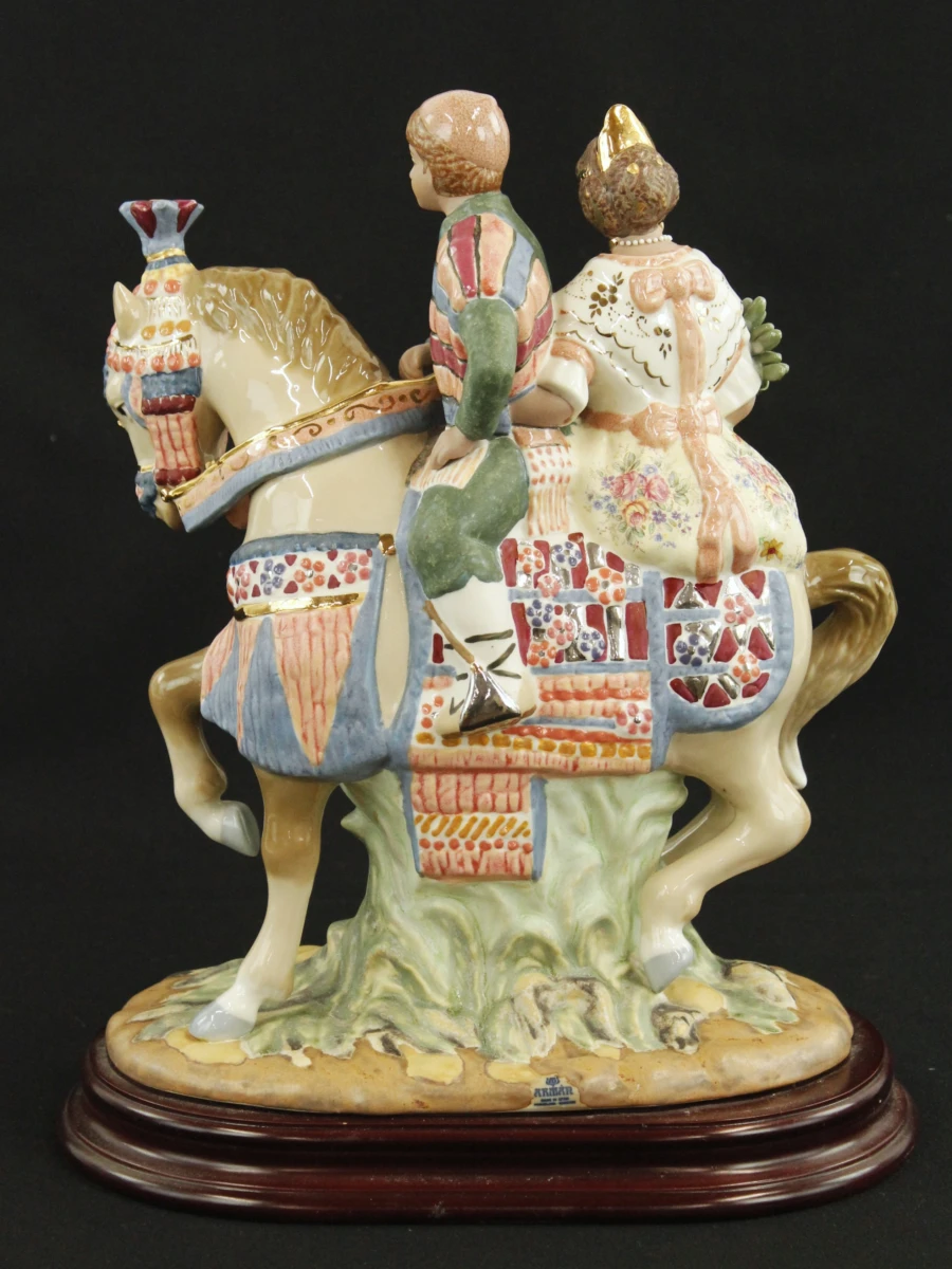 Armán (Segorbe) - 'Grupa Valenciana' porseleinen beeld Valenciaans koppel te paard - 37 cm - foto 3